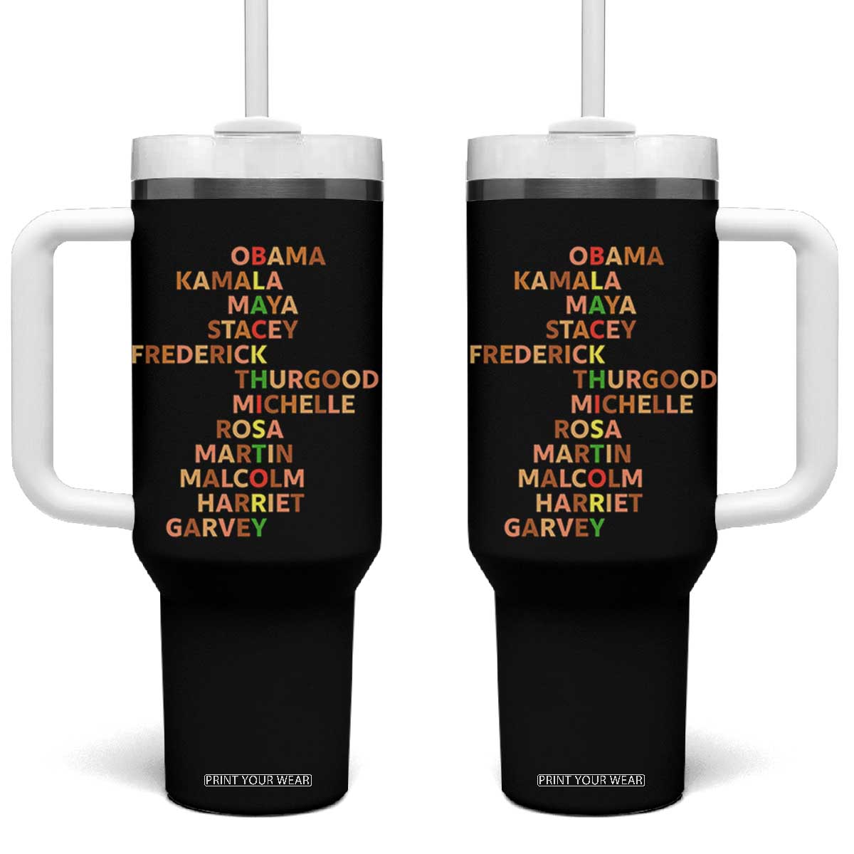 Black Leader History Melanin African American Pride Tumbler With Handle TS14 One Size: 40 oz Black Print Your Wear