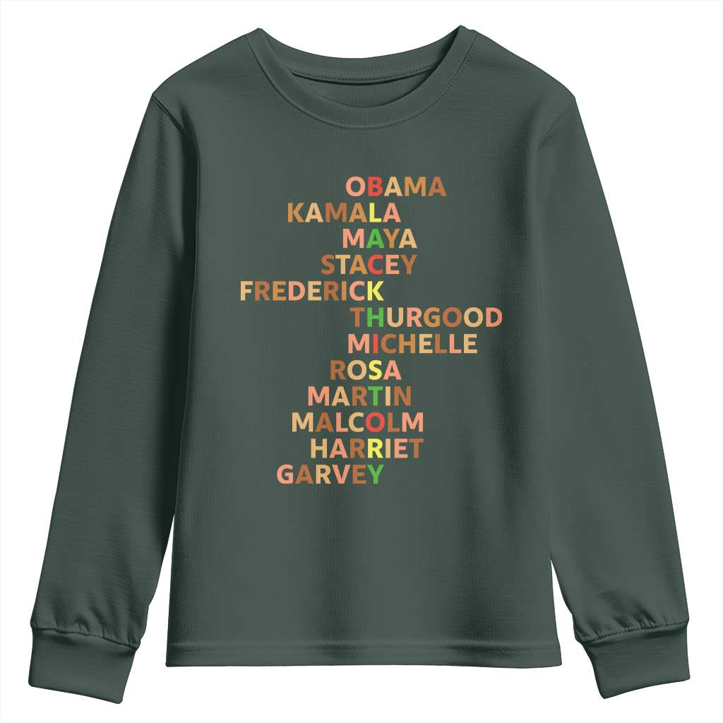 Black Leader History Melanin African American Pride Youth Sweatshirt TS14 Dark Forest Green Print Your Wear