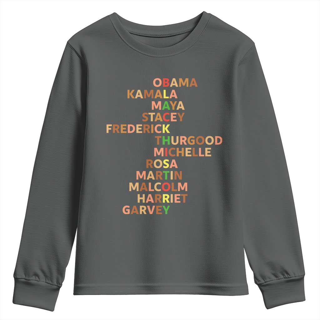Black Leader History Melanin African American Pride Youth Sweatshirt TS14 Dark Heather Print Your Wear