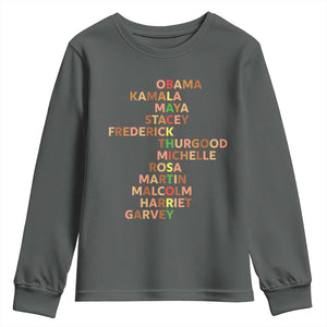 Black Leader History Melanin African American Pride Youth Sweatshirt TS14 Dark Heather Print Your Wear