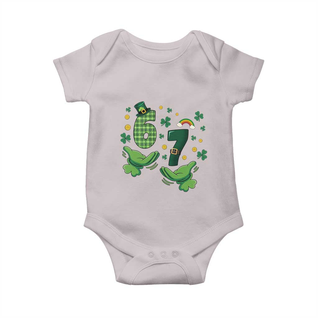 67 St Patricks Day Baby Onesie Funny Six Seven Hands Meme TS14 Ice Gray Print Your Wear