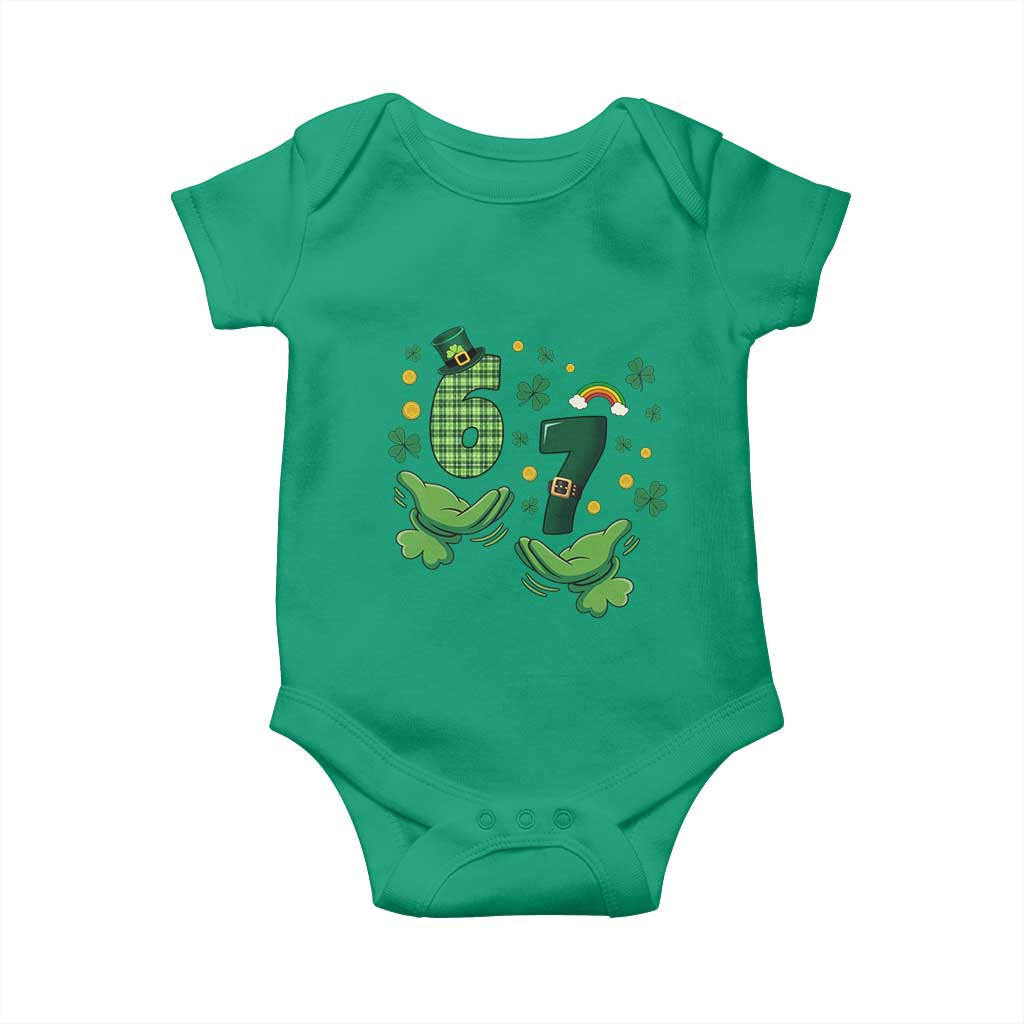 67 St Patricks Day Baby Onesie Funny Six Seven Hands Meme TS14 Irish Green Print Your Wear