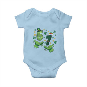67 St Patricks Day Baby Onesie Funny Six Seven Hands Meme TS14 Light Blue Print Your Wear