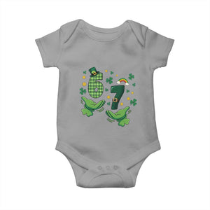 67 St Patricks Day Baby Onesie Funny Six Seven Hands Meme TS14 Sport Gray Print Your Wear