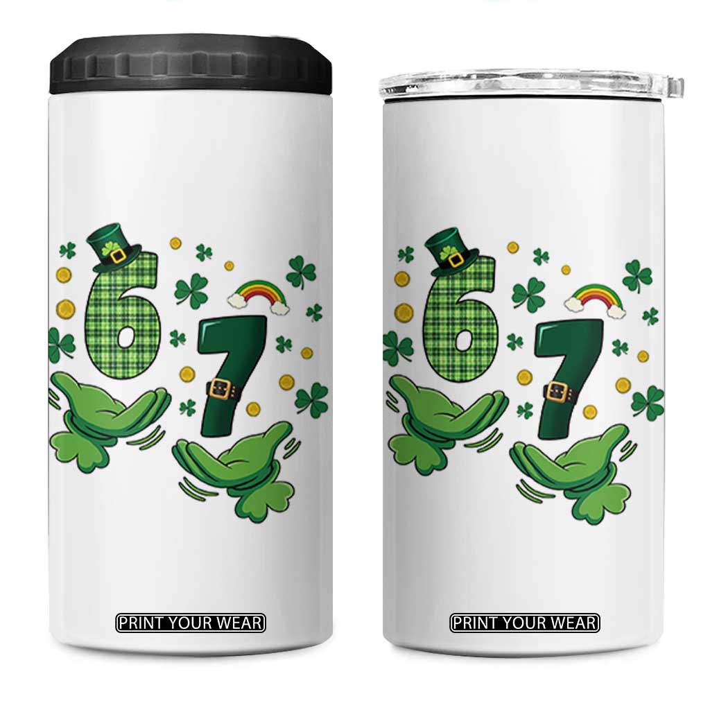 67 St Patricks Day 4 in 1 Can Cooler Tumbler Funny Six Seven Hands Meme TS14 One Size: 16 oz White Print Your Wear