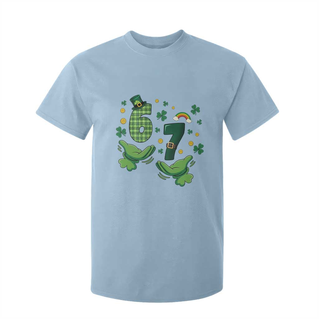 67 St Patricks Day T Shirt For Kid Funny Six Seven Hands Meme TS14 Light Blue Print Your Wear
