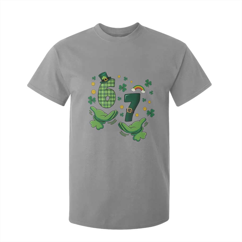 67 St Patricks Day T Shirt For Kid Funny Six Seven Hands Meme TS14 Sport Gray Print Your Wear