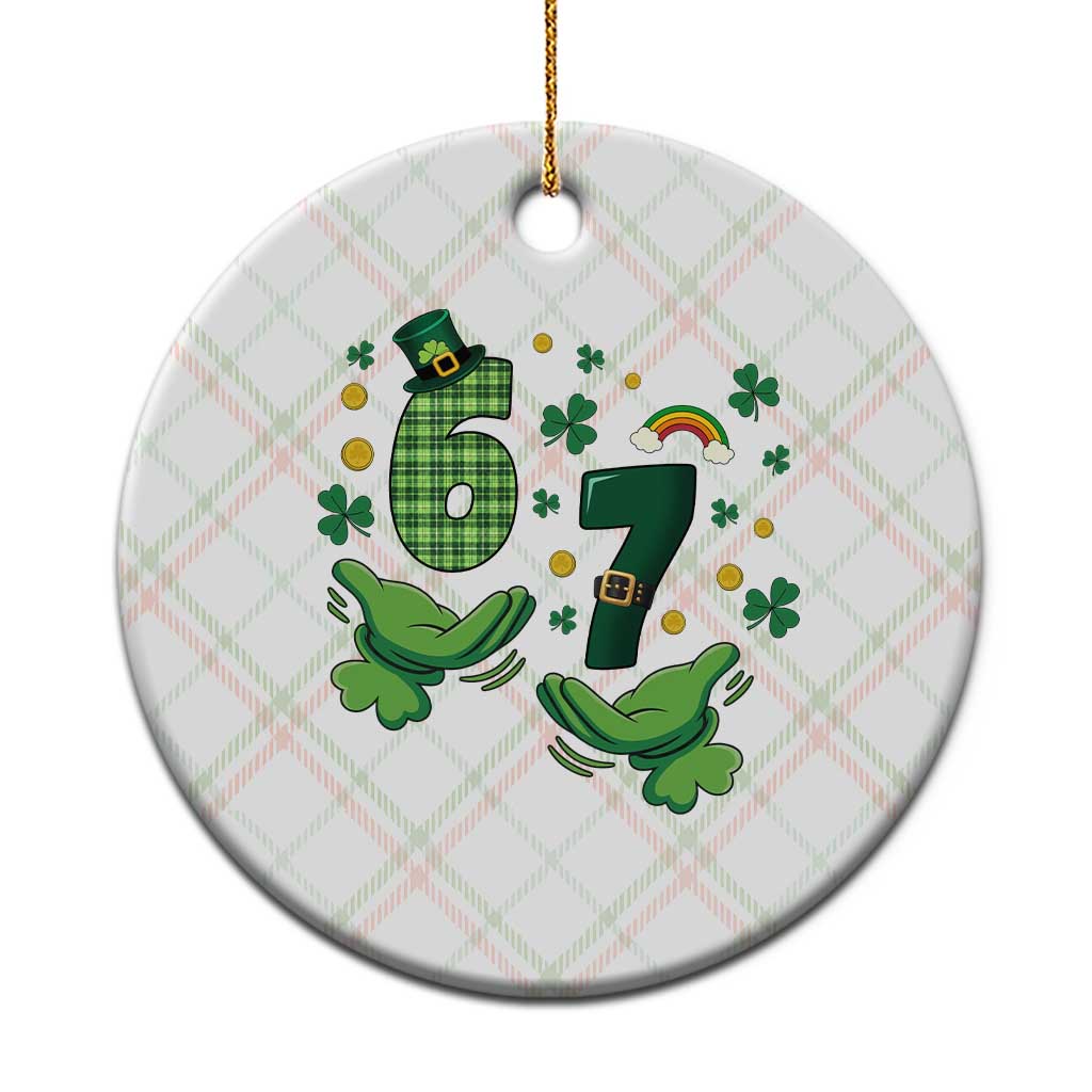 67 St Patricks Day Ceramic Ornament Funny Six Seven Hands Meme TS14 1pc Christmas Plaid Print Your Wear
