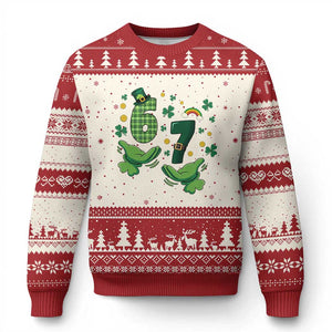 67 St Patricks Day Ugly Christmas Sweater Funny Six Seven Hands Meme TS14 Beige Red Print Your Wear
