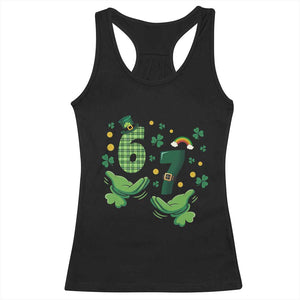 67 St Patricks Day Racerback Tank Top Funny Six Seven Hands Meme TS14 Black Print Your Wear