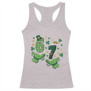 67 St Patricks Day Racerback Tank Top Funny Six Seven Hands Meme TS14 Ice Gray Print Your Wear
