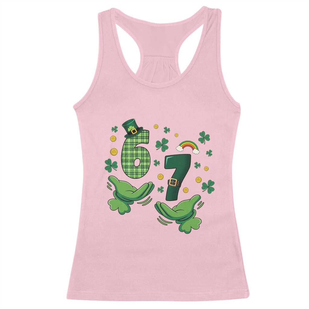 67 St Patricks Day Racerback Tank Top Funny Six Seven Hands Meme TS14 Light Pink Print Your Wear