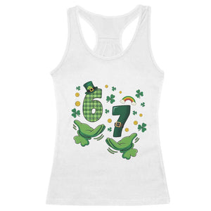 67 St Patricks Day Racerback Tank Top Funny Six Seven Hands Meme TS14 White Print Your Wear