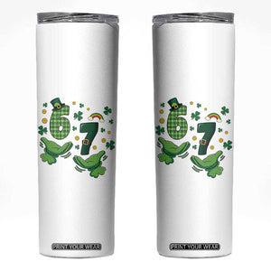 67 St Patricks Day Skinny Tumbler Funny Six Seven Hands Meme TS14 White Print Your Wear