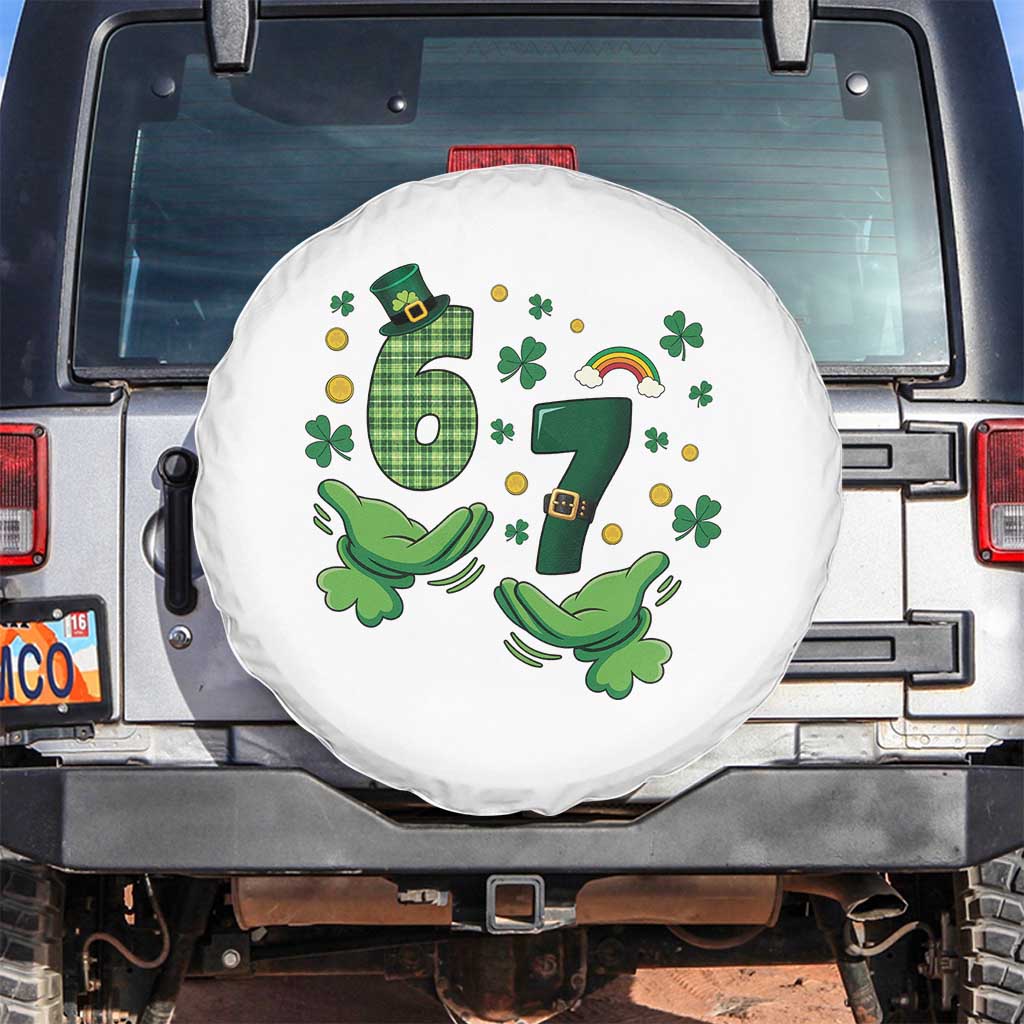 67 St Patricks Day Spare Tire Cover Funny Six Seven Hands Meme TS14 No hole White Print Your Wear