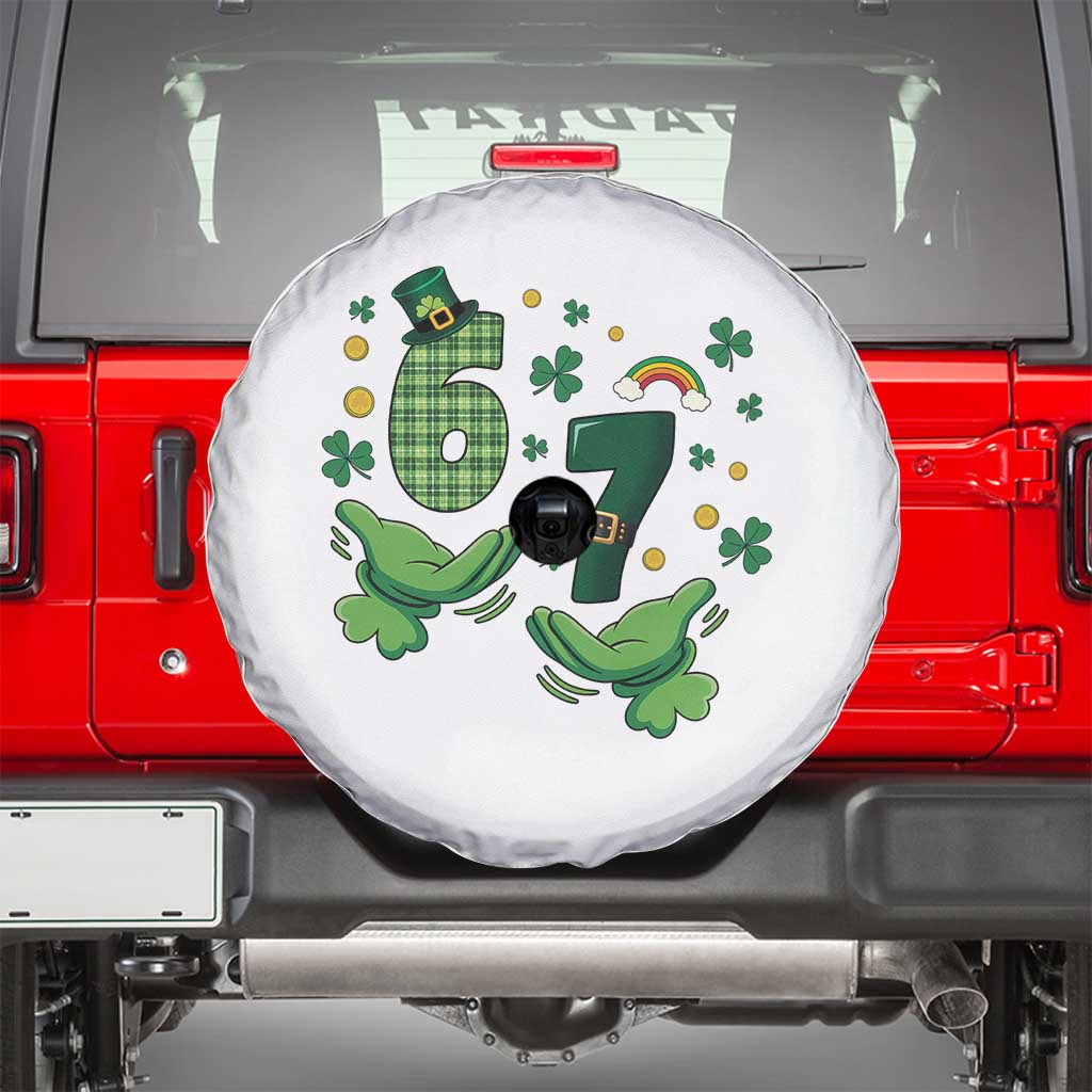 67 St Patricks Day Spare Tire Cover Funny Six Seven Hands Meme TS14 White Print Your Wear
