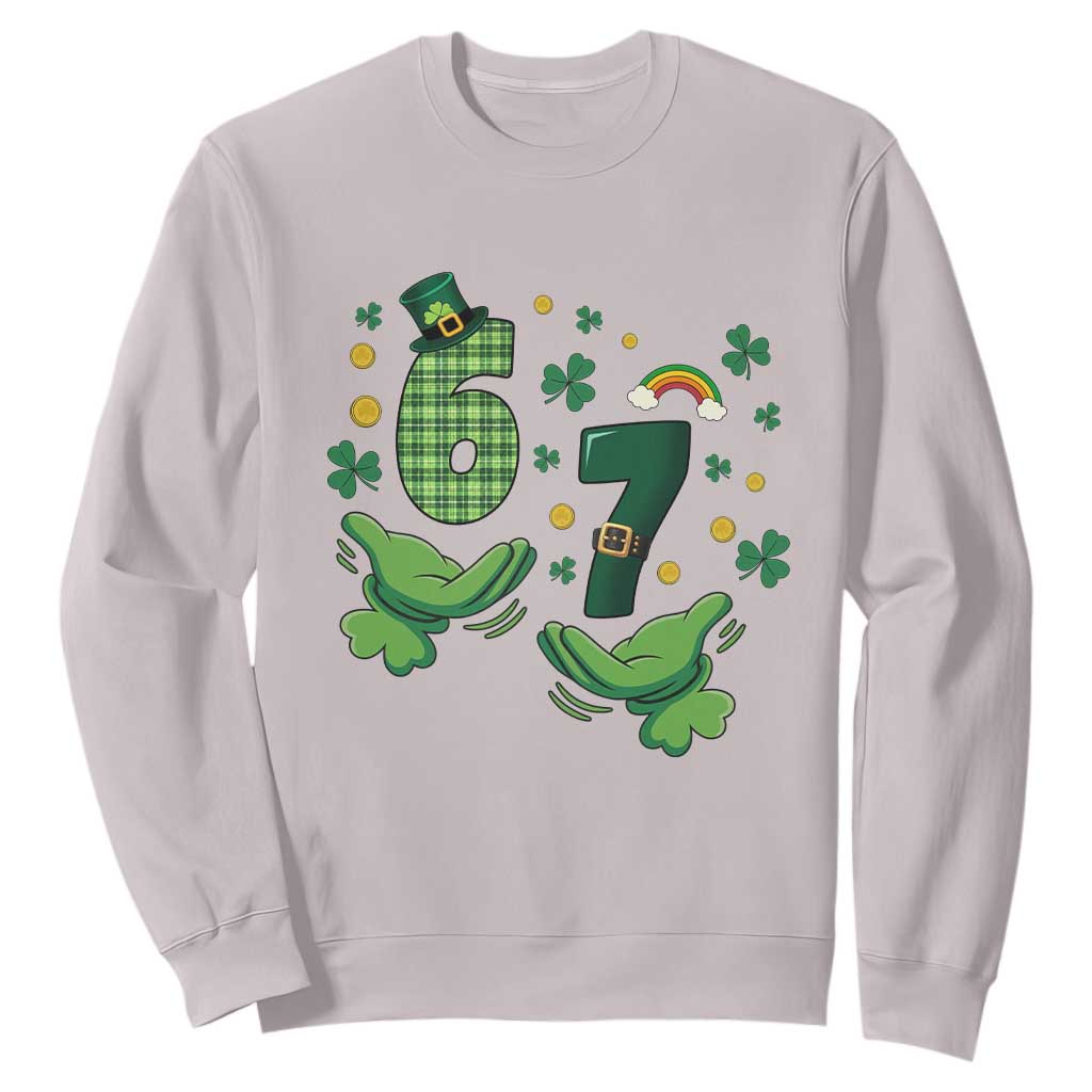 67 St Patricks Day Sweatshirt Funny Six Seven Hands Meme TS14 Ice Gray Print Your Wear