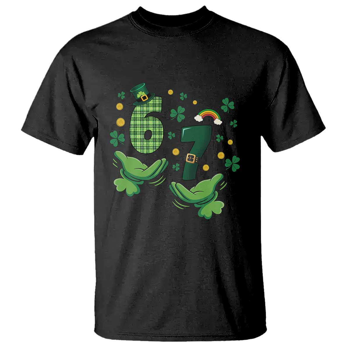 67 St Patricks Day T Shirt Funny Six Seven Hands Meme TS14 Black Print Your Wear