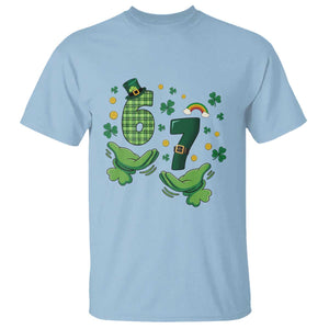 67 St Patricks Day T Shirt Funny Six Seven Hands Meme TS14 Light Blue Print Your Wear