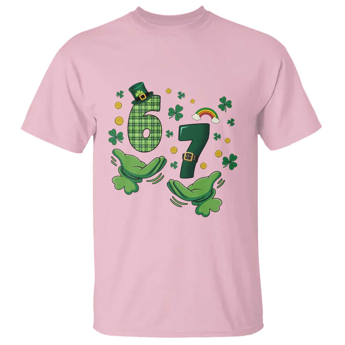 67 St Patricks Day T Shirt Funny Six Seven Hands Meme TS14 Light Pink Print Your Wear