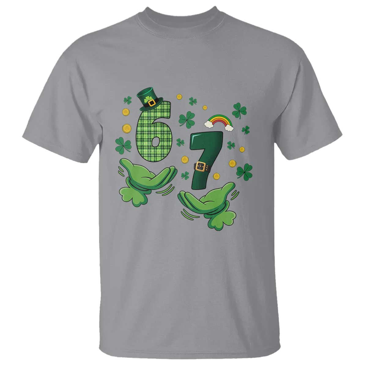 67 St Patricks Day T Shirt Funny Six Seven Hands Meme TS14 Sport Gray Print Your Wear