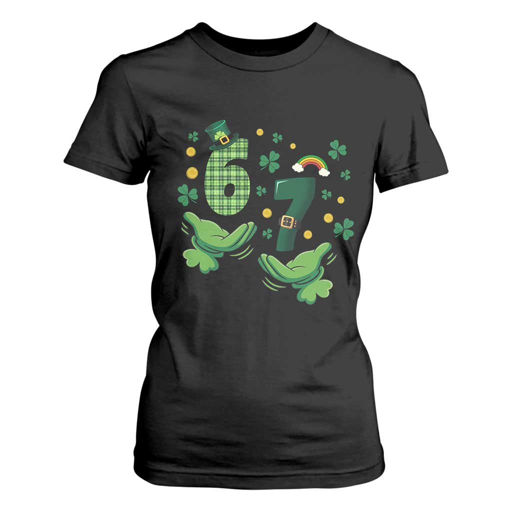 67 St Patricks Day T Shirt For Women Funny Six Seven Hands Meme TS14 Black Print Your Wear