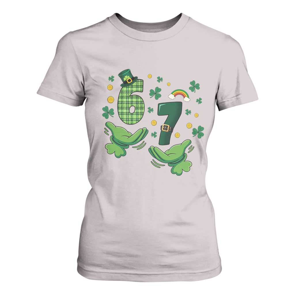 67 St Patricks Day T Shirt For Women Funny Six Seven Hands Meme TS14 Ice Gray Print Your Wear