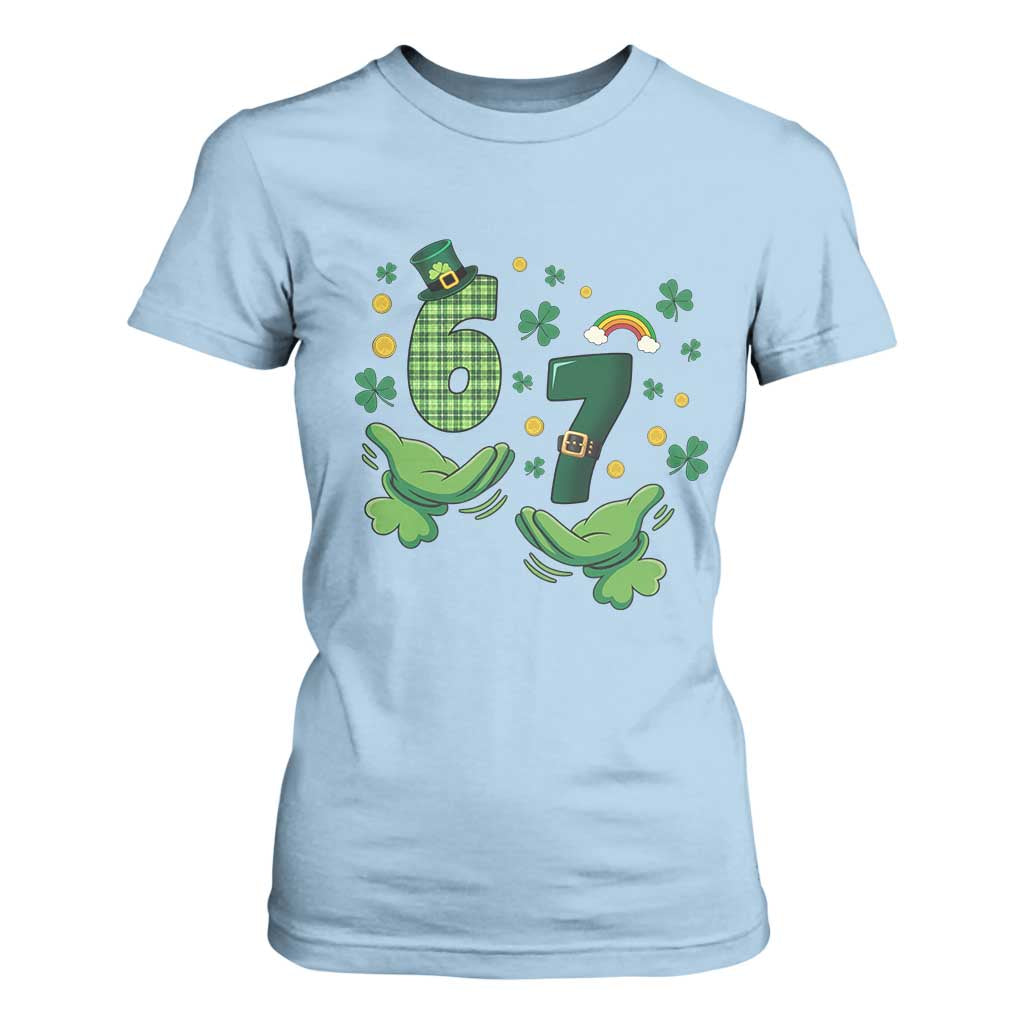 67 St Patricks Day T Shirt For Women Funny Six Seven Hands Meme TS14 Light Blue Print Your Wear