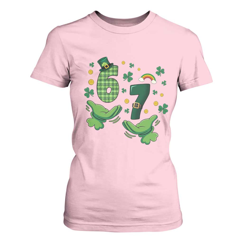 67 St Patricks Day T Shirt For Women Funny Six Seven Hands Meme TS14 Light Pink Print Your Wear