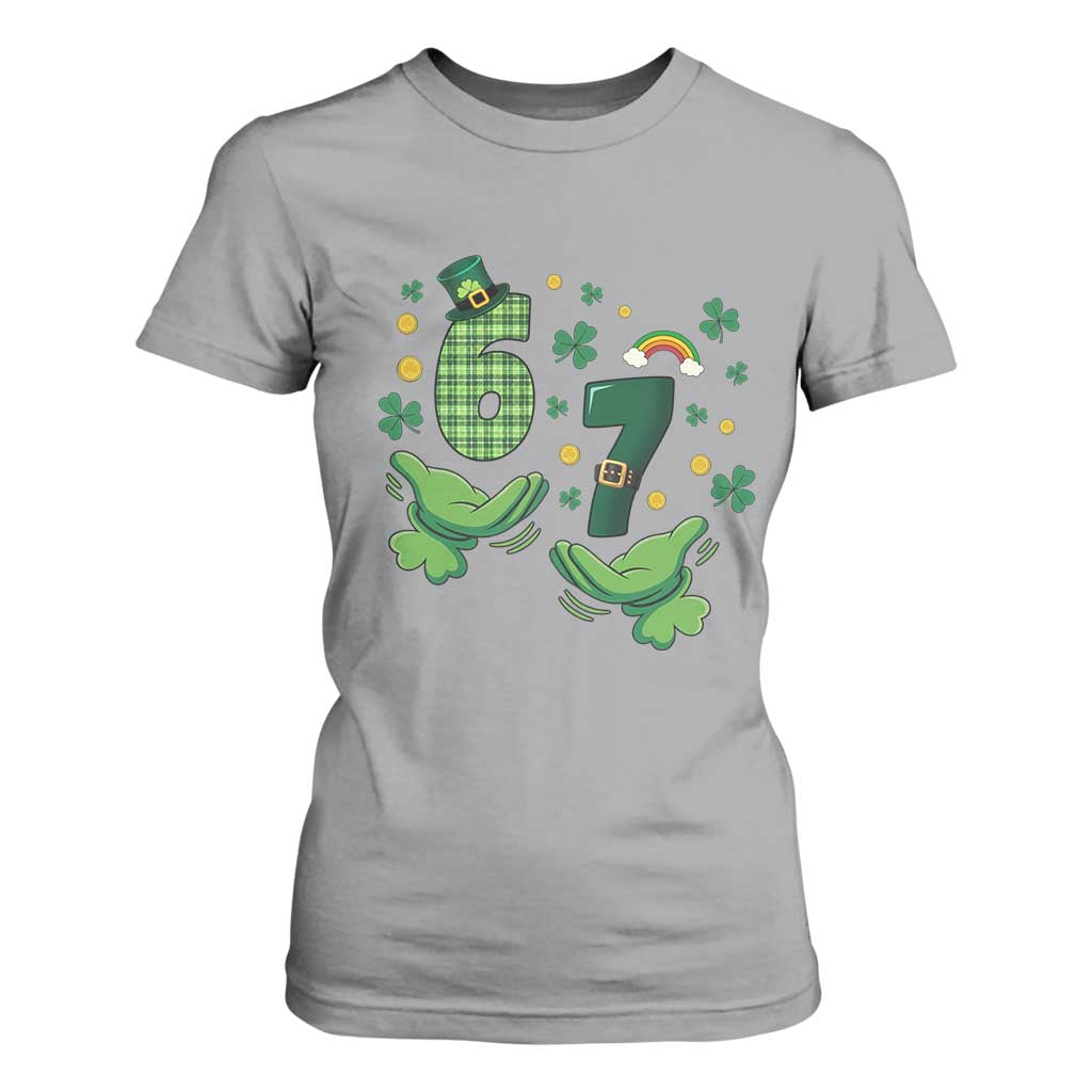 67 St Patricks Day T Shirt For Women Funny Six Seven Hands Meme TS14 Sport Gray Print Your Wear