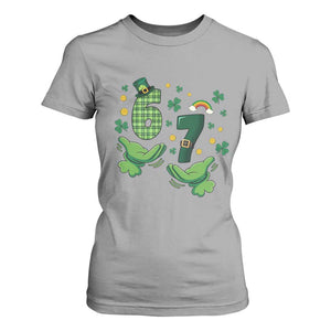 67 St Patricks Day T Shirt For Women Funny Six Seven Hands Meme TS14 Sport Gray Print Your Wear