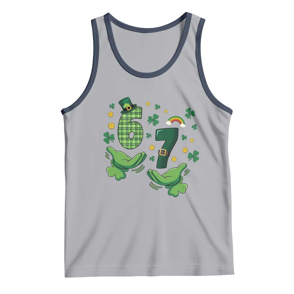 67 St Patricks Day Tank Top Funny Six Seven Hands Meme TS14 Athletic Heather Navy Print Your Wear
