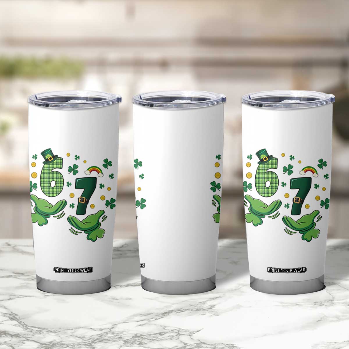 67 St Patricks Day Tumbler Cup Funny Six Seven Hands Meme TS14 Print Your Wear