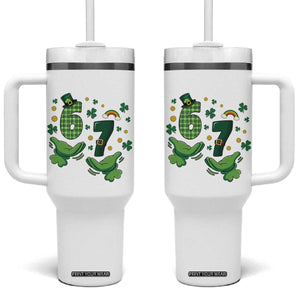 67 St Patricks Day Tumbler With Handle Funny Six Seven Hands Meme TS14 One Size: 40 oz White Print Your Wear