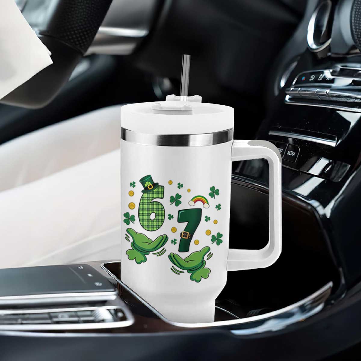 67 St Patricks Day Tumbler With Handle Funny Six Seven Hands Meme TS14 Print Your Wear