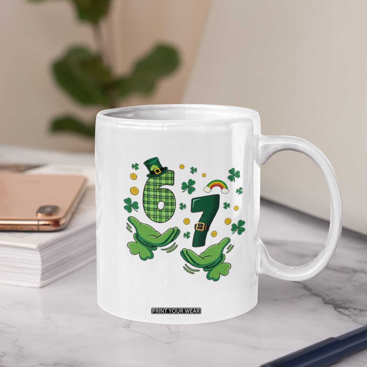 67 St Patricks Day Coffee Mug Funny Six Seven Hands Meme TS14 Print Your Wear