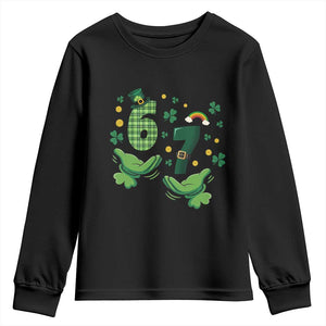 67 St Patricks Day Youth Sweatshirt Funny Six Seven Hands Meme TS14 Black Print Your Wear