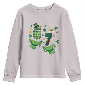 67 St Patricks Day Youth Sweatshirt Funny Six Seven Hands Meme TS14 Ice Gray Print Your Wear
