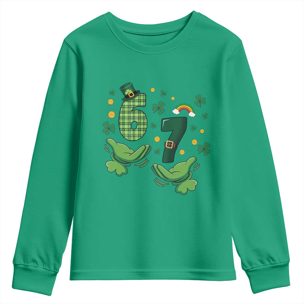 67 St Patricks Day Youth Sweatshirt Funny Six Seven Hands Meme TS14 Irish Green Print Your Wear