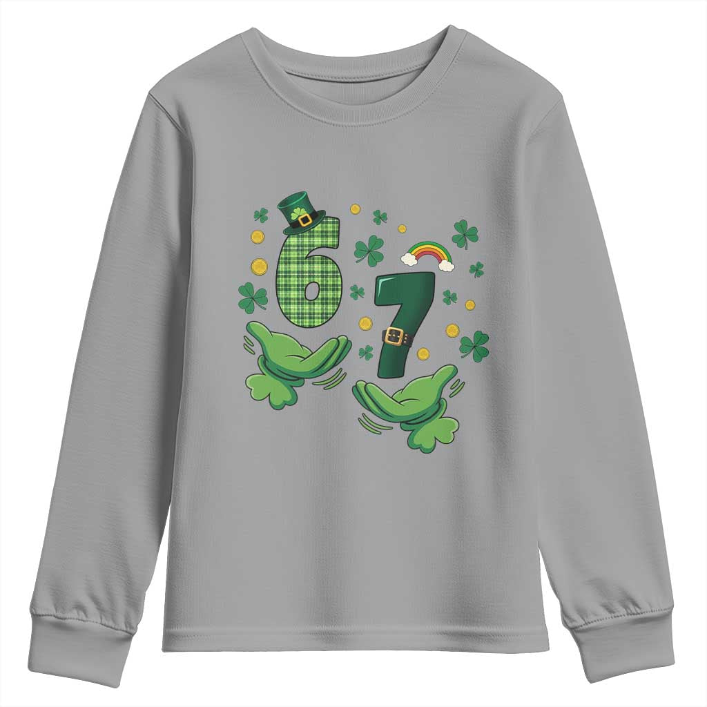 67 St Patricks Day Youth Sweatshirt Funny Six Seven Hands Meme TS14 Sport Gray Print Your Wear