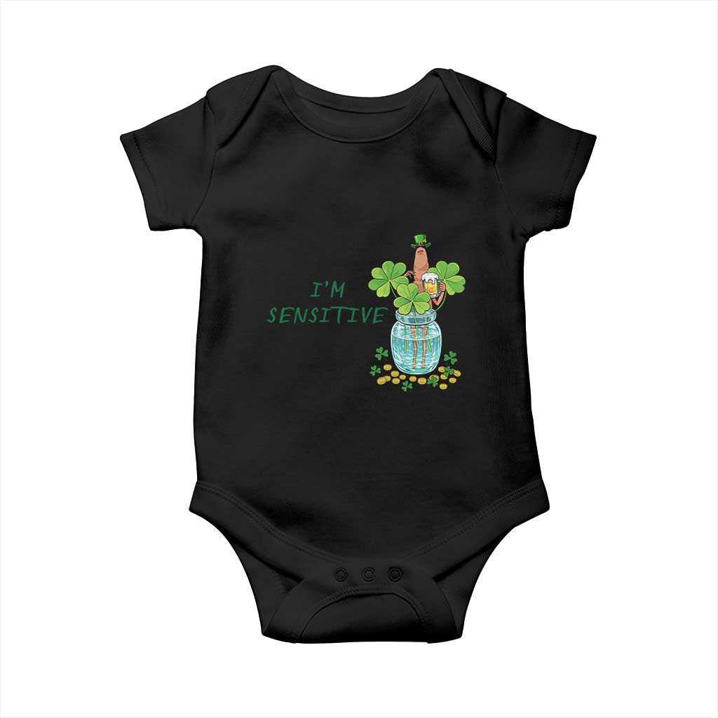 Marcus The Worm St Patricks Day Baby Onesie I'm Sensitive TS14 Black Print Your Wear