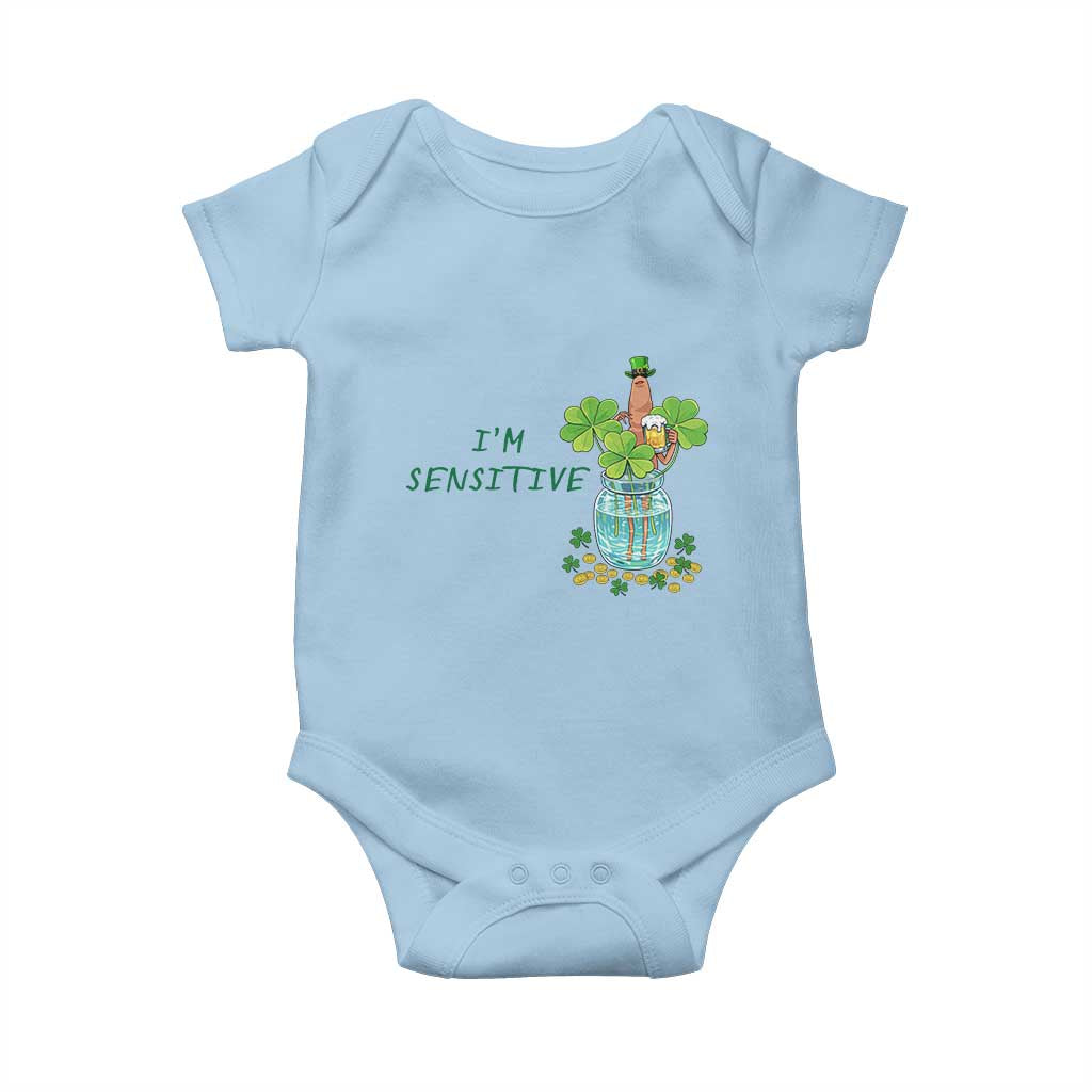 Marcus The Worm St Patricks Day Baby Onesie I'm Sensitive TS14 Light Blue Print Your Wear