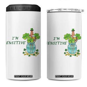 Marcus The Worm St Patricks Day 4 in 1 Can Cooler Tumbler I'm Sensitive TS14 One Size: 16 oz White Print Your Wear