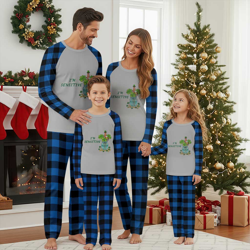 Marcus The Worm St Patricks Day Plaid Pajama Set I'm Sensitive TS14 Blue Plaid Print Your Wear