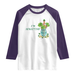 Marcus The Worm St Patricks Day Raglan Shirt I'm Sensitive TS14 White Purple Print Your Wear
