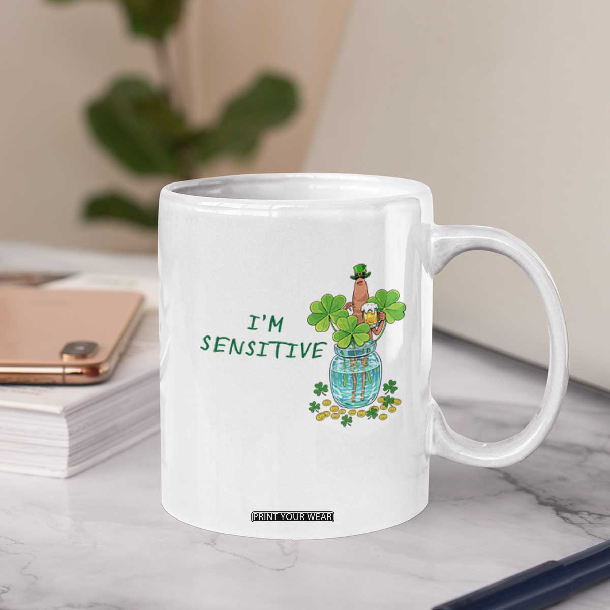 Marcus The Worm St Patricks Day Coffee Mug I'm Sensitive TS14 Print Your Wear
