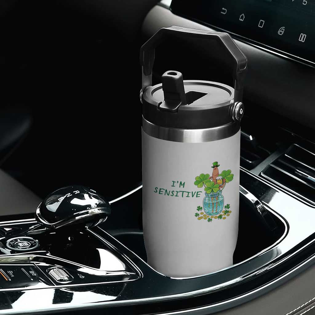 Marcus The Worm St Patricks Day Flip Straw Tumbler I'm Sensitive TS14 Print Your Wear