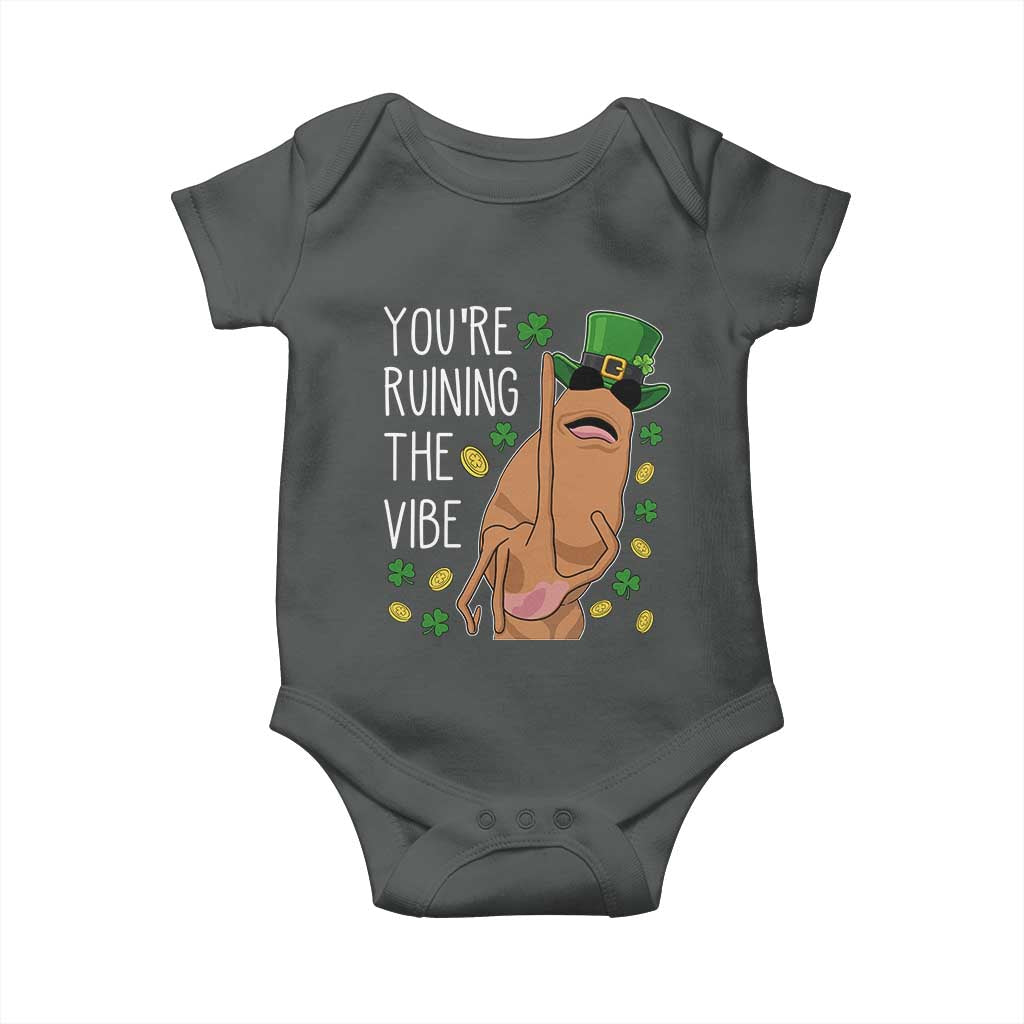 Marcus The Worm St Patricks Day Baby Onesie You're Ruining The Vibe TS14 Dark Heather Print Your Wear