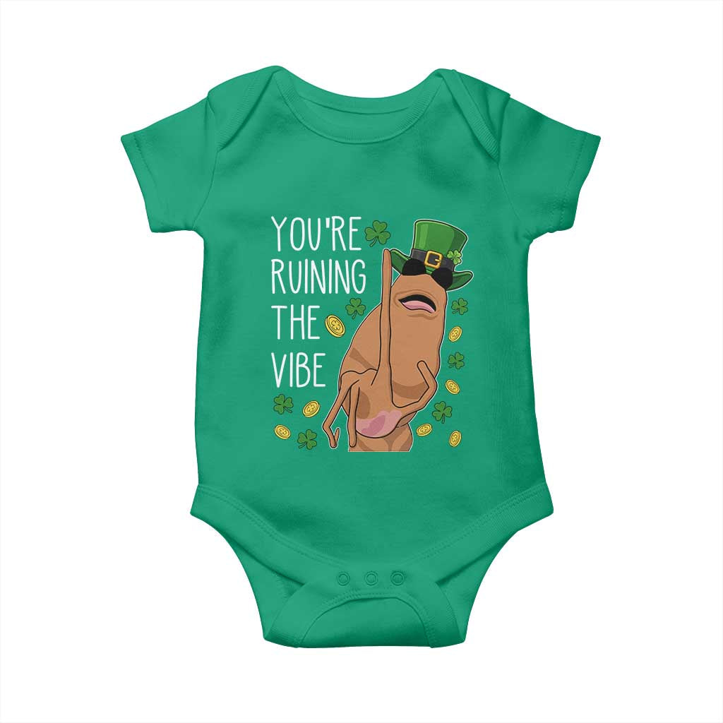 Marcus The Worm St Patricks Day Baby Onesie You're Ruining The Vibe TS14 Irish Green Print Your Wear