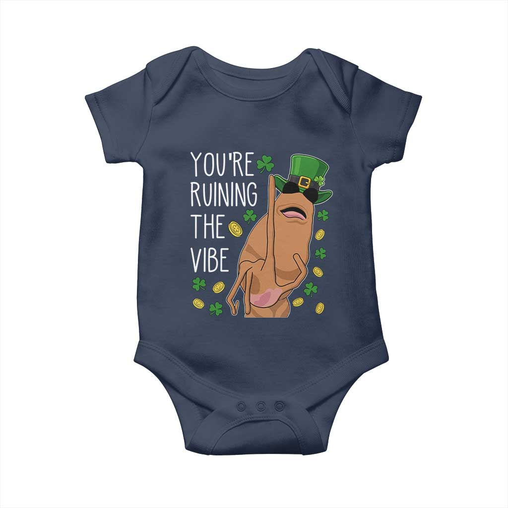 Marcus The Worm St Patricks Day Baby Onesie You're Ruining The Vibe TS14 Navy Print Your Wear